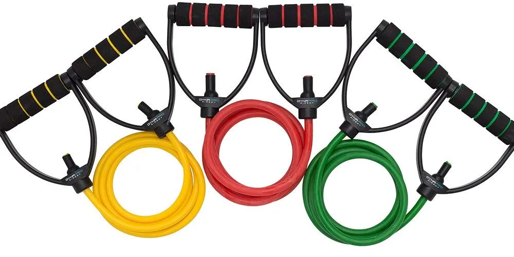 DYNAPRO Exercise Resistance Bands, Adjustable Length Comfort Handles Professional Quality Anti-Snap Great for Workouts Physical Therapy Yoga