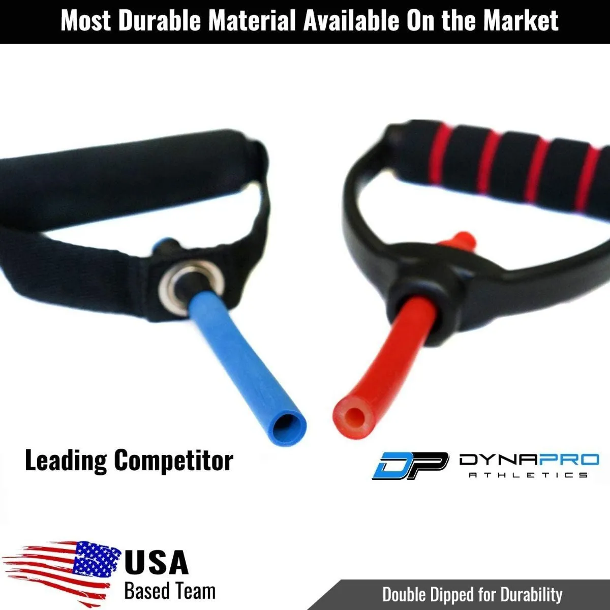 DYNAPRO Exercise Resistance Bands, Adjustable Length Comfort Handles Professional Quality Anti-Snap Great for Workouts Physical Therapy Yoga