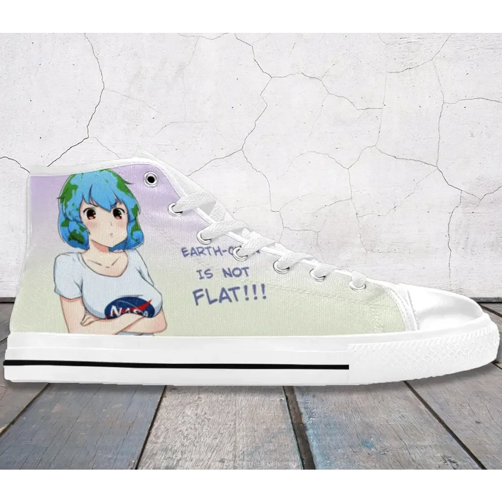 Earth Chan Anime Waifu Jokes Shoes High Top Sneakers for Kids and Adults
