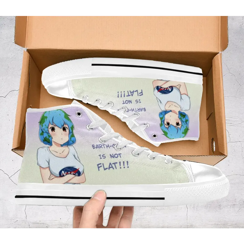 Earth Chan Anime Waifu Jokes Shoes High Top Sneakers for Kids and Adults