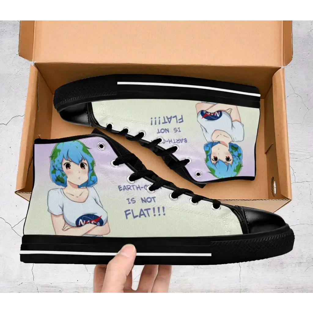 Earth Chan Anime Waifu Jokes Shoes High Top Sneakers for Kids and Adults