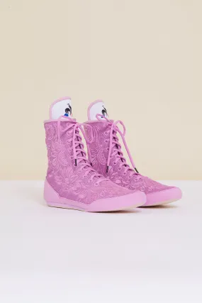 Embroidered high-top trainers - Lilac