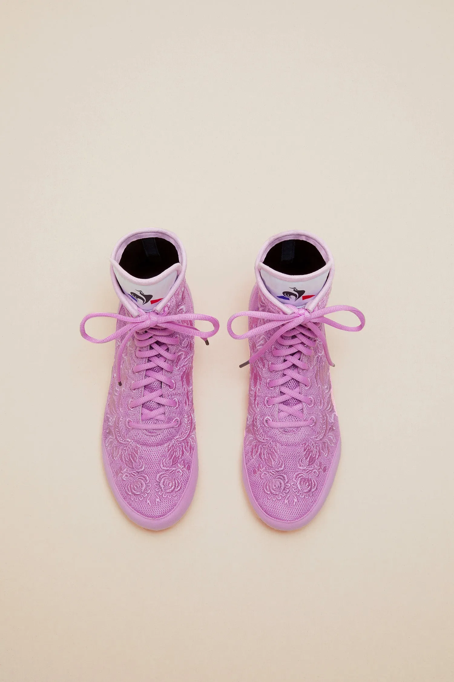 Embroidered high-top trainers - Lilac