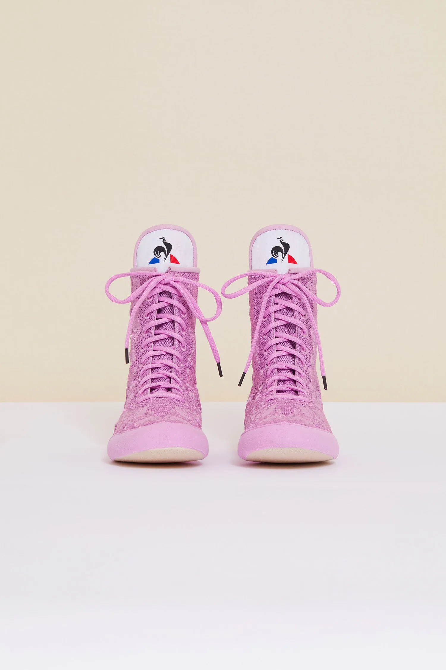 Embroidered high-top trainers - Lilac
