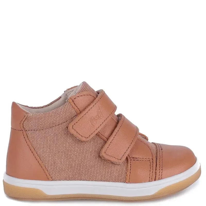 Emel Tan Canvas Velcro Toddler Sneaker 2675