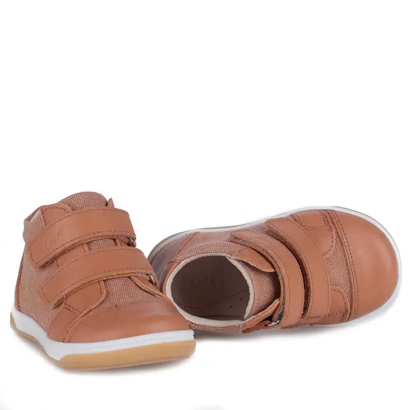 Emel Tan Canvas Velcro Toddler Sneaker 2675