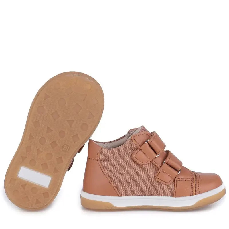Emel Tan Canvas Velcro Toddler Sneaker 2675