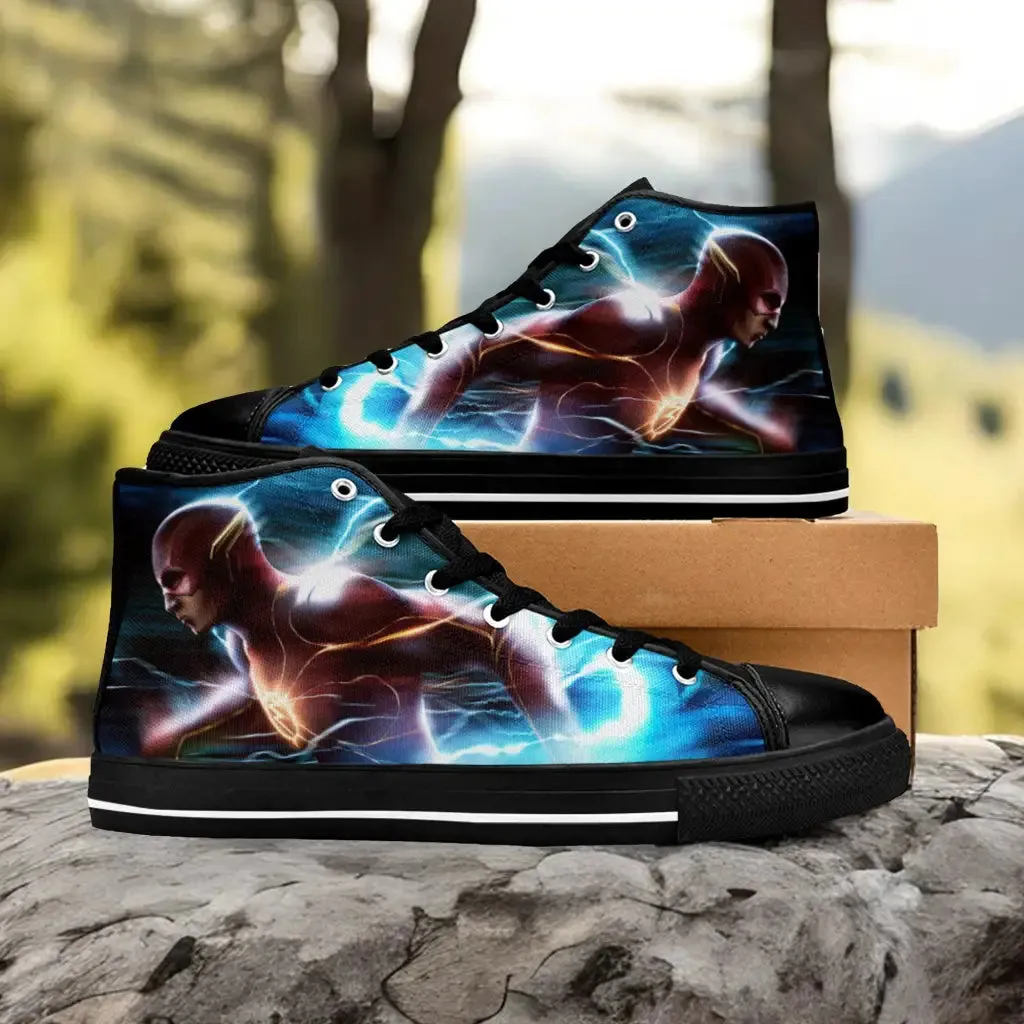 Flash Justice League Shoes High Top Sneakers for Kids and Adults