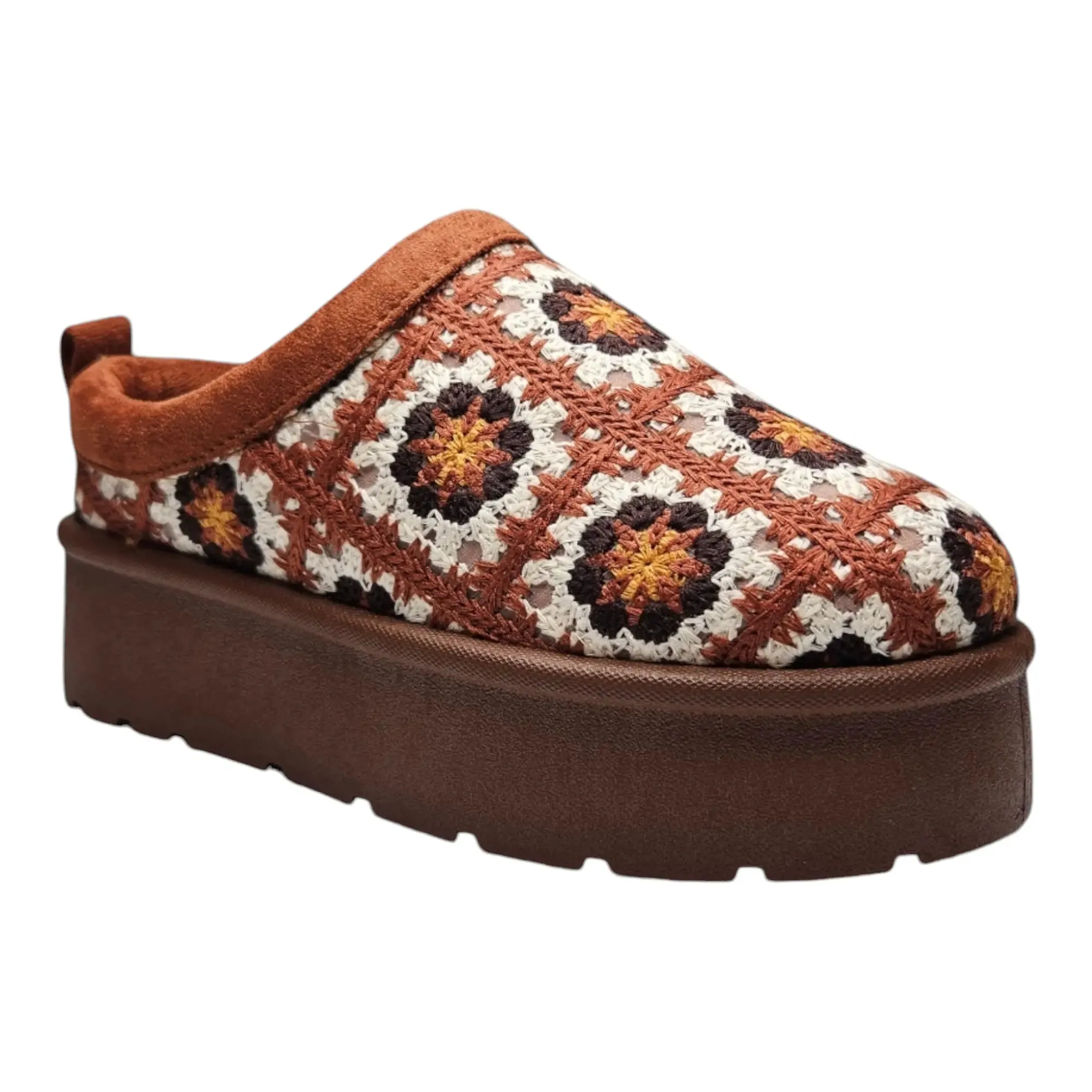 Frosty Platform Crochet Clog Slipper