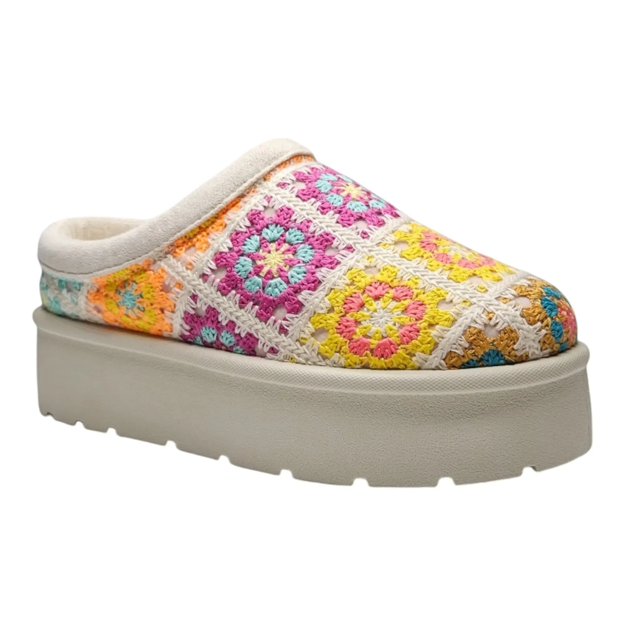 Frosty Platform Crochet Clog Slipper