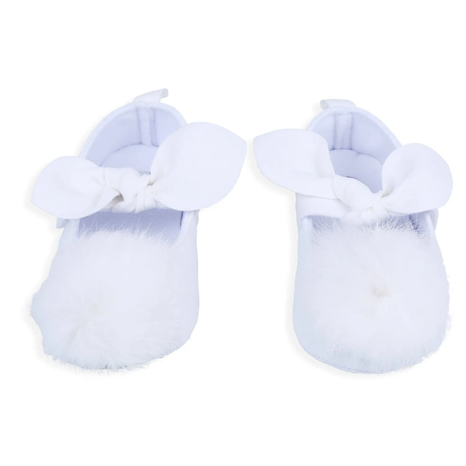 Fur Bowknot Angel Premium Girls Anti-Slip Ballerina Booties - White