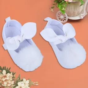 Fur Bowknot Angel Premium Girls Anti-Slip Ballerina Booties - White