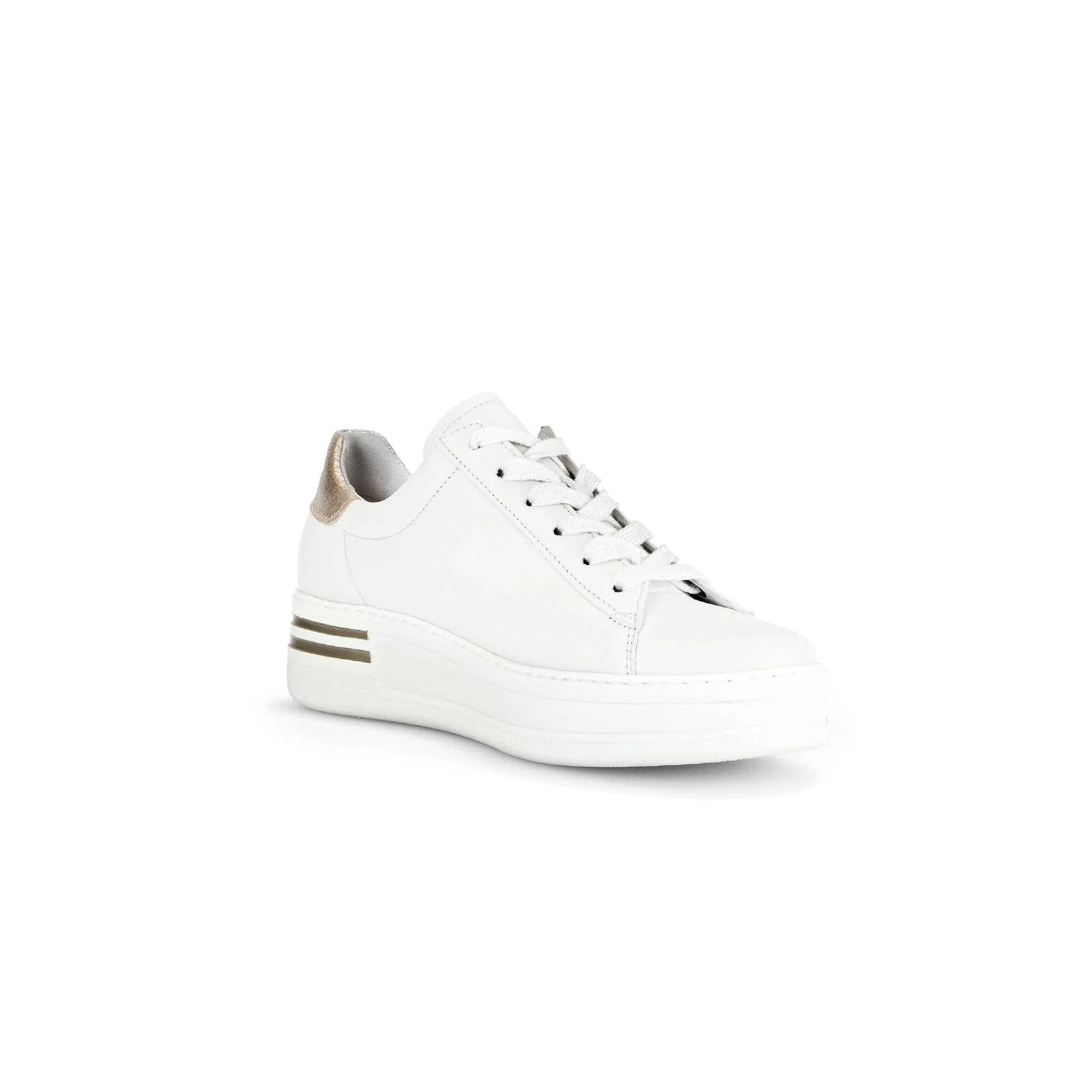 Gabor 46.395.62 Keystone Ladies White Leather Lace Up Trainers