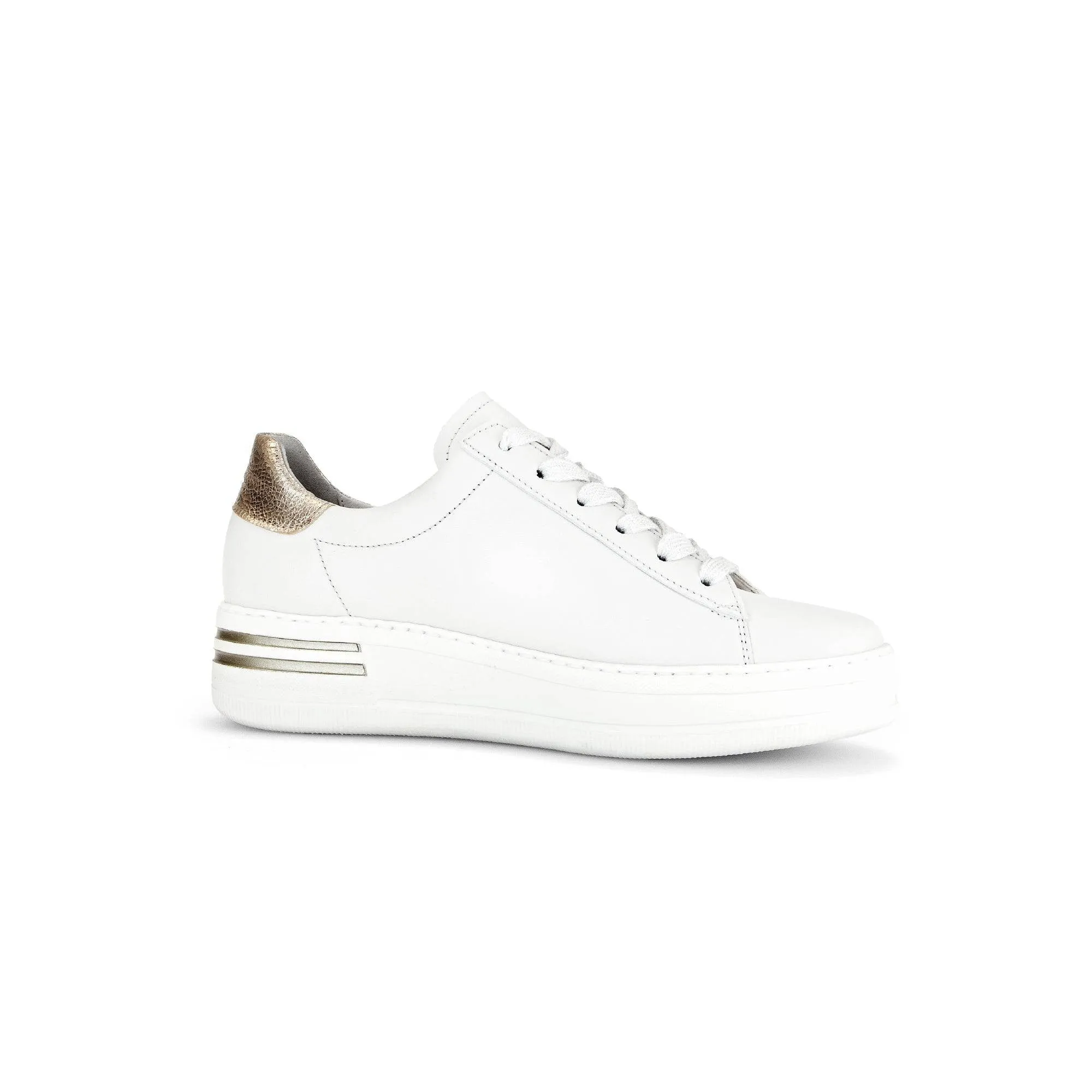 Gabor 46.395.62 Keystone Ladies White Leather Lace Up Trainers