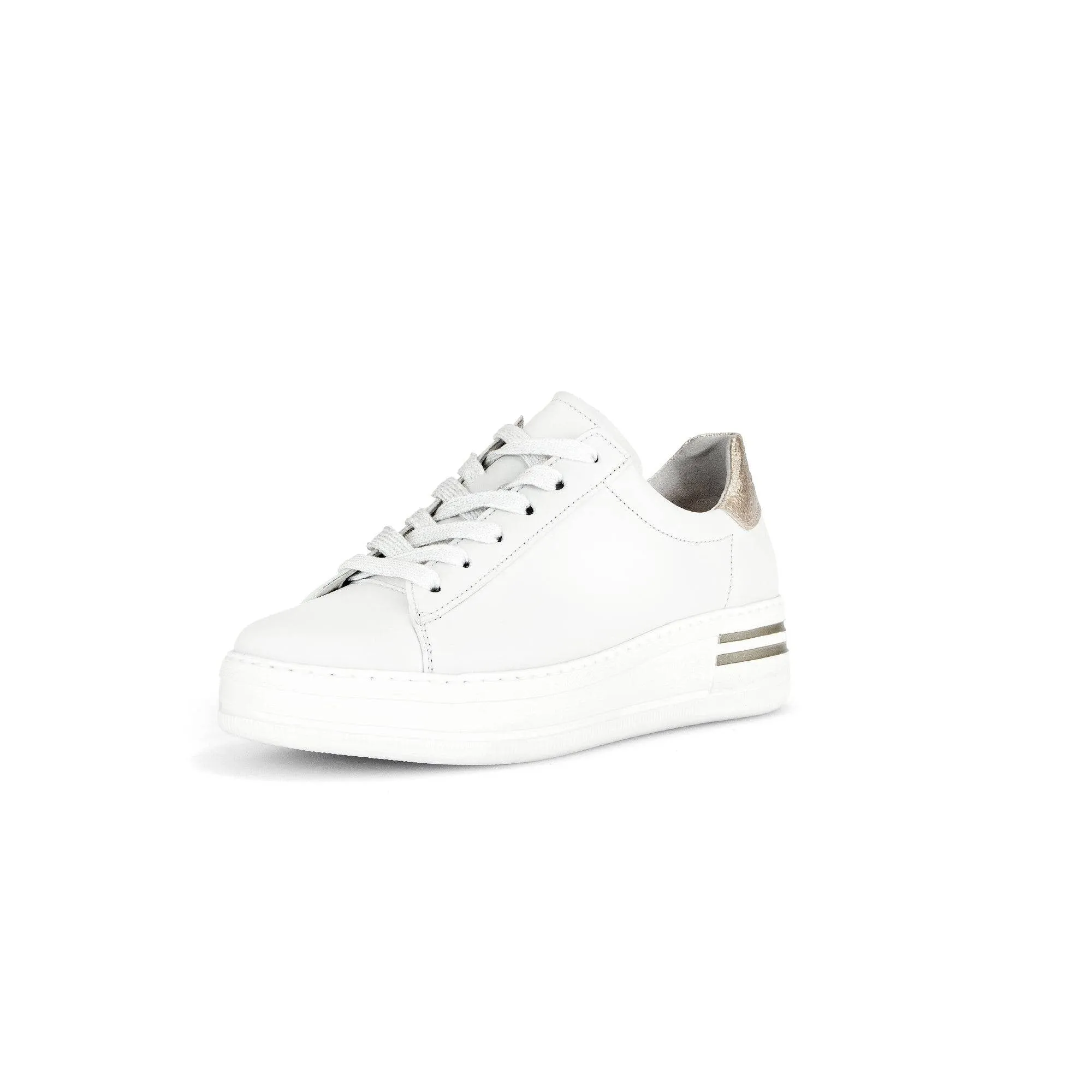 Gabor 46.395.62 Keystone Ladies White Leather Lace Up Trainers