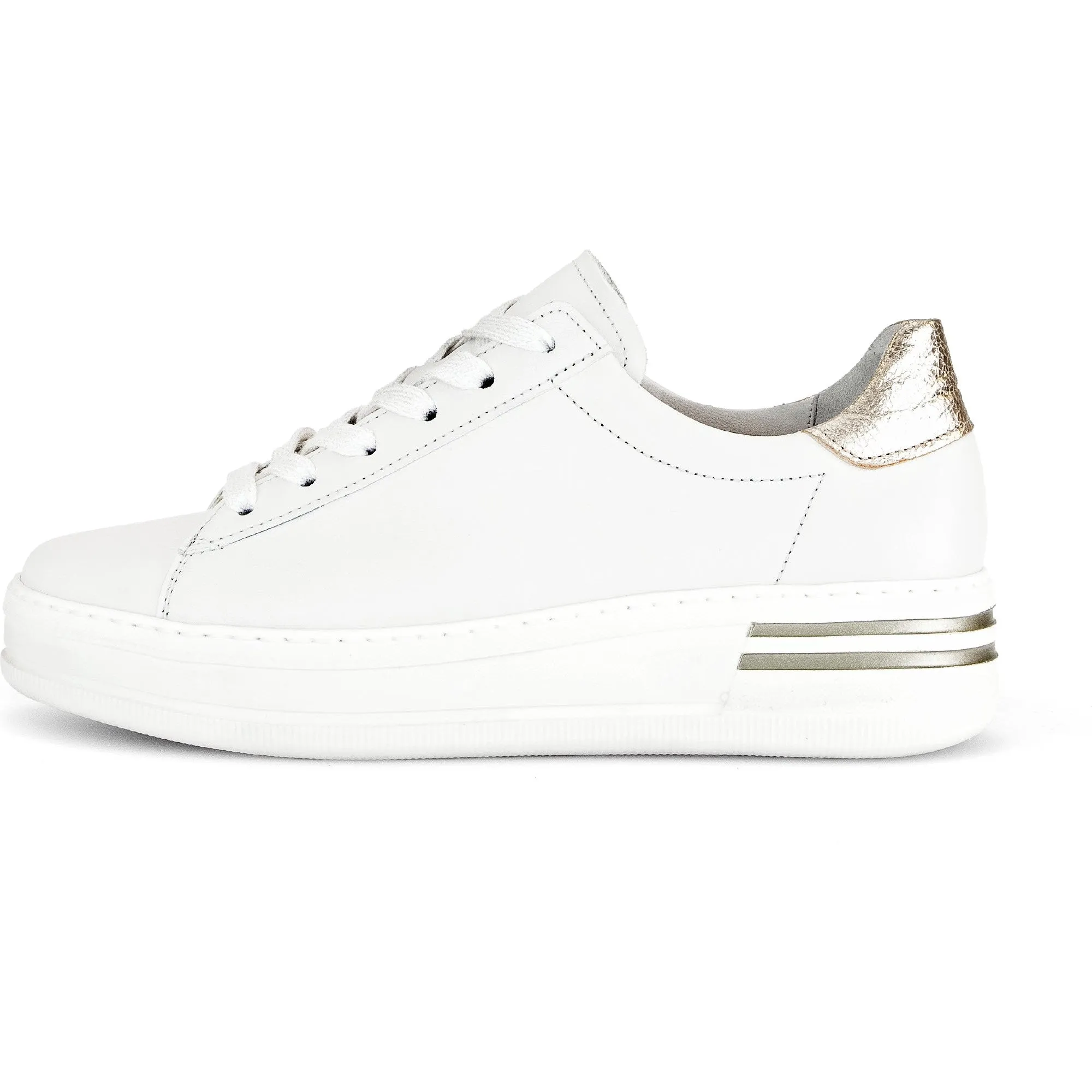 Gabor 46.395.62 Keystone Ladies White Leather Lace Up Trainers