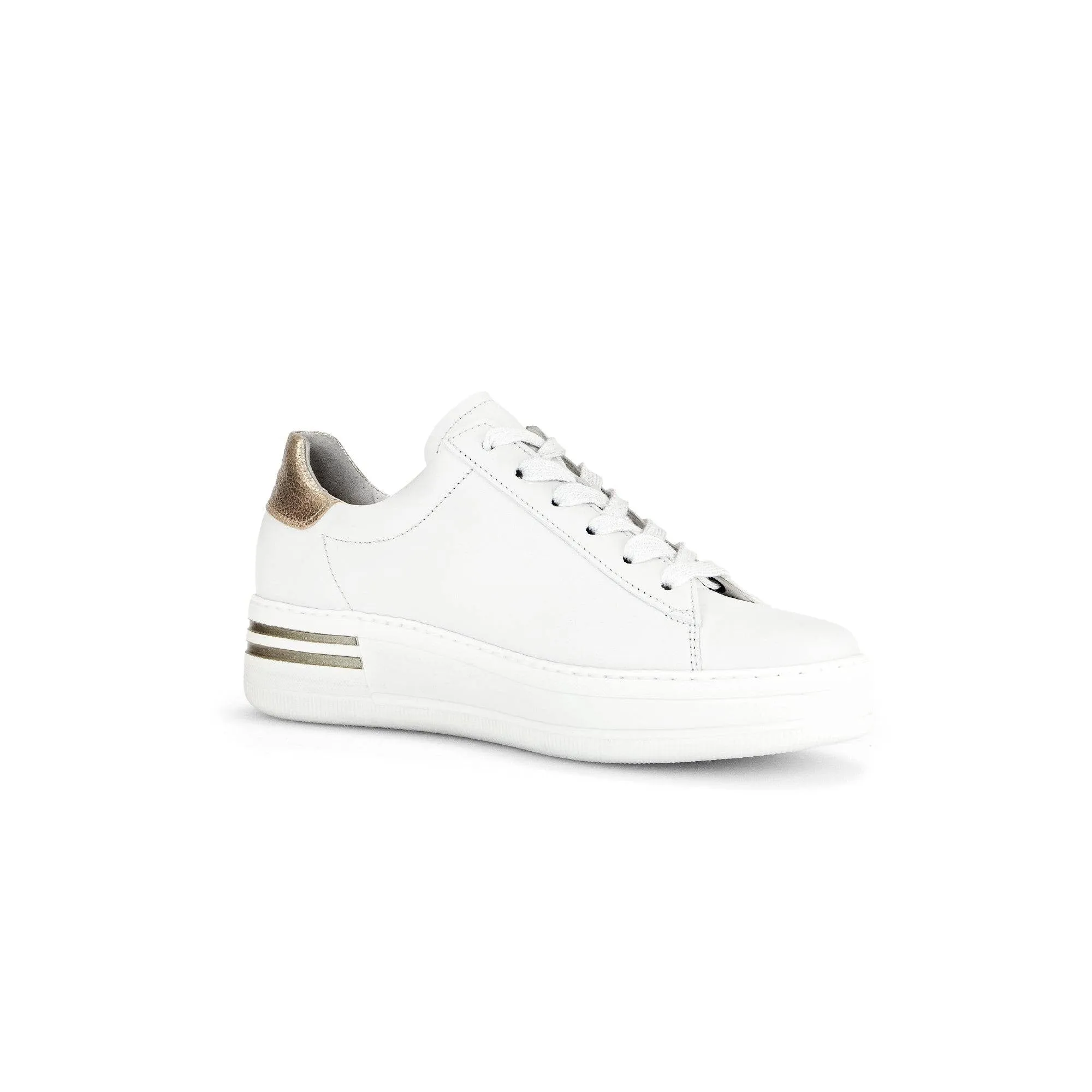 Gabor 46.395.62 Keystone Ladies White Leather Lace Up Trainers