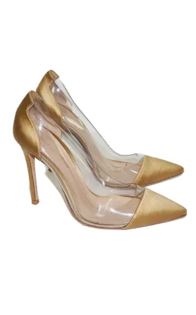 GIANVITO ROSSI Plexi Gold Transparent Pumps