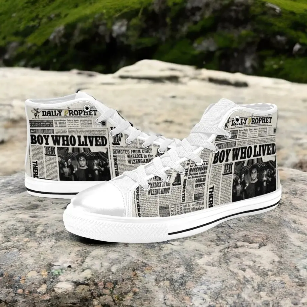 Harry Potter Daily Prophet Shoes High Top Sneakers for Kids and Adults
