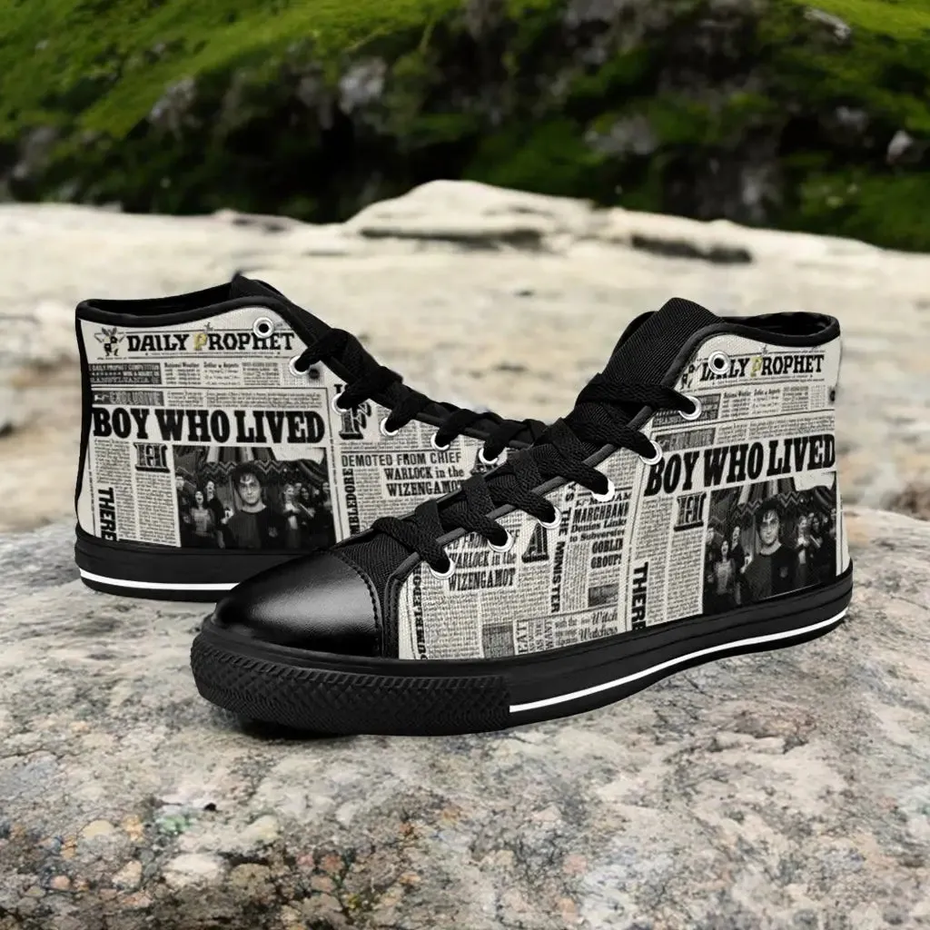 Harry Potter Daily Prophet Shoes High Top Sneakers for Kids and Adults