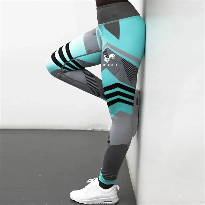 HDDHDHH Brand Print Geometric Elements Yoga Pants High Waist Fitness Leggings for Women