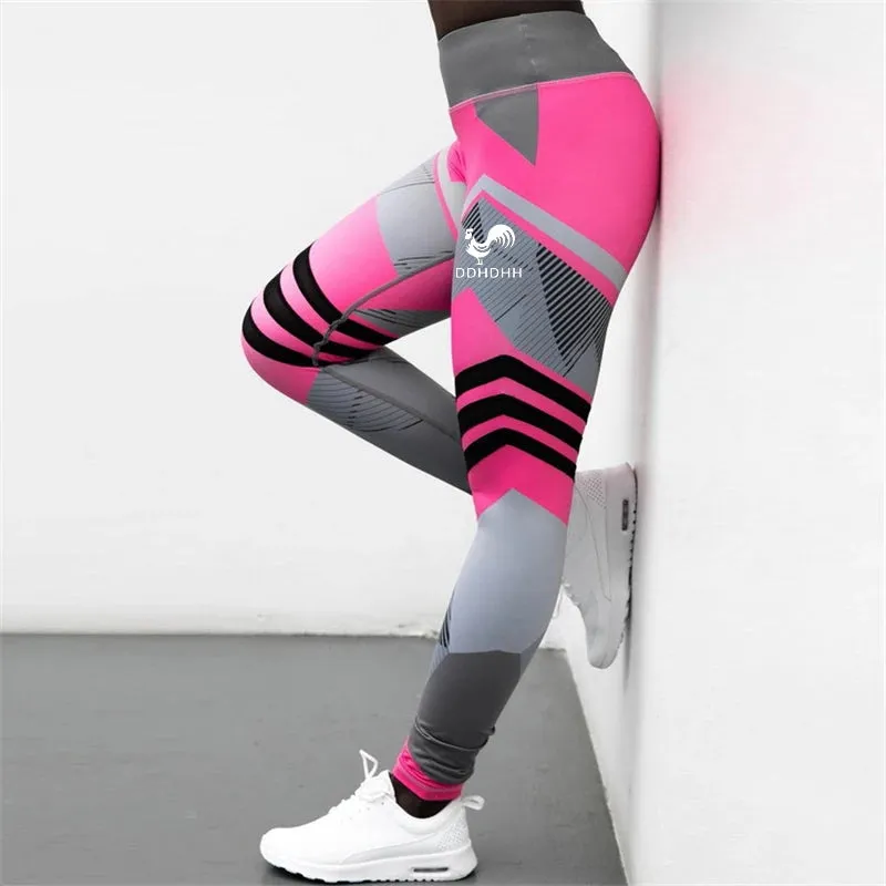HDDHDHH Brand Print Geometric Elements Yoga Pants High Waist Fitness Leggings for Women