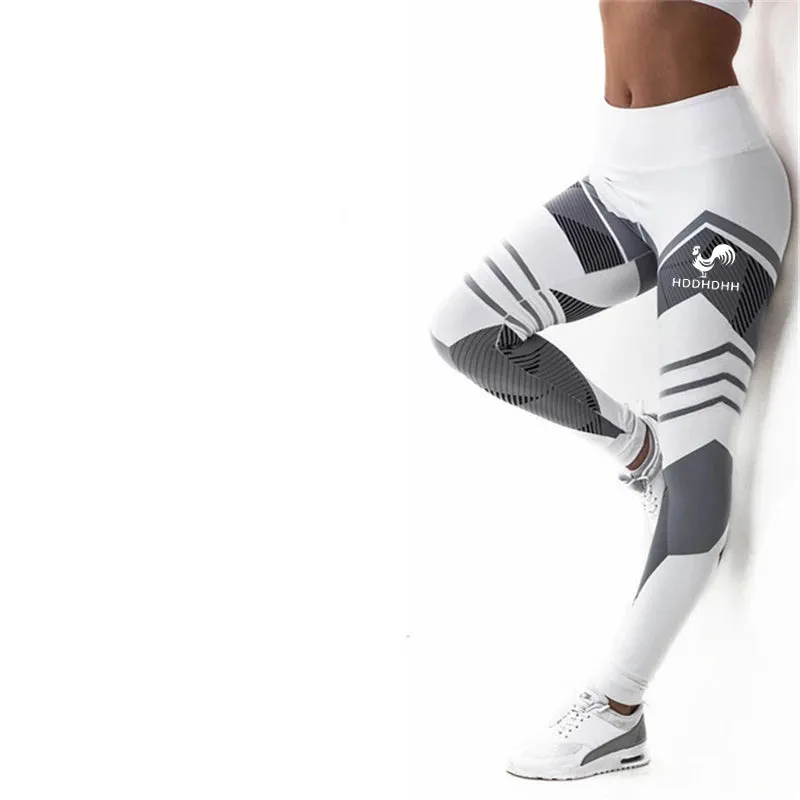 HDDHDHH Brand Print Geometric Elements Yoga Pants High Waist Fitness Leggings for Women