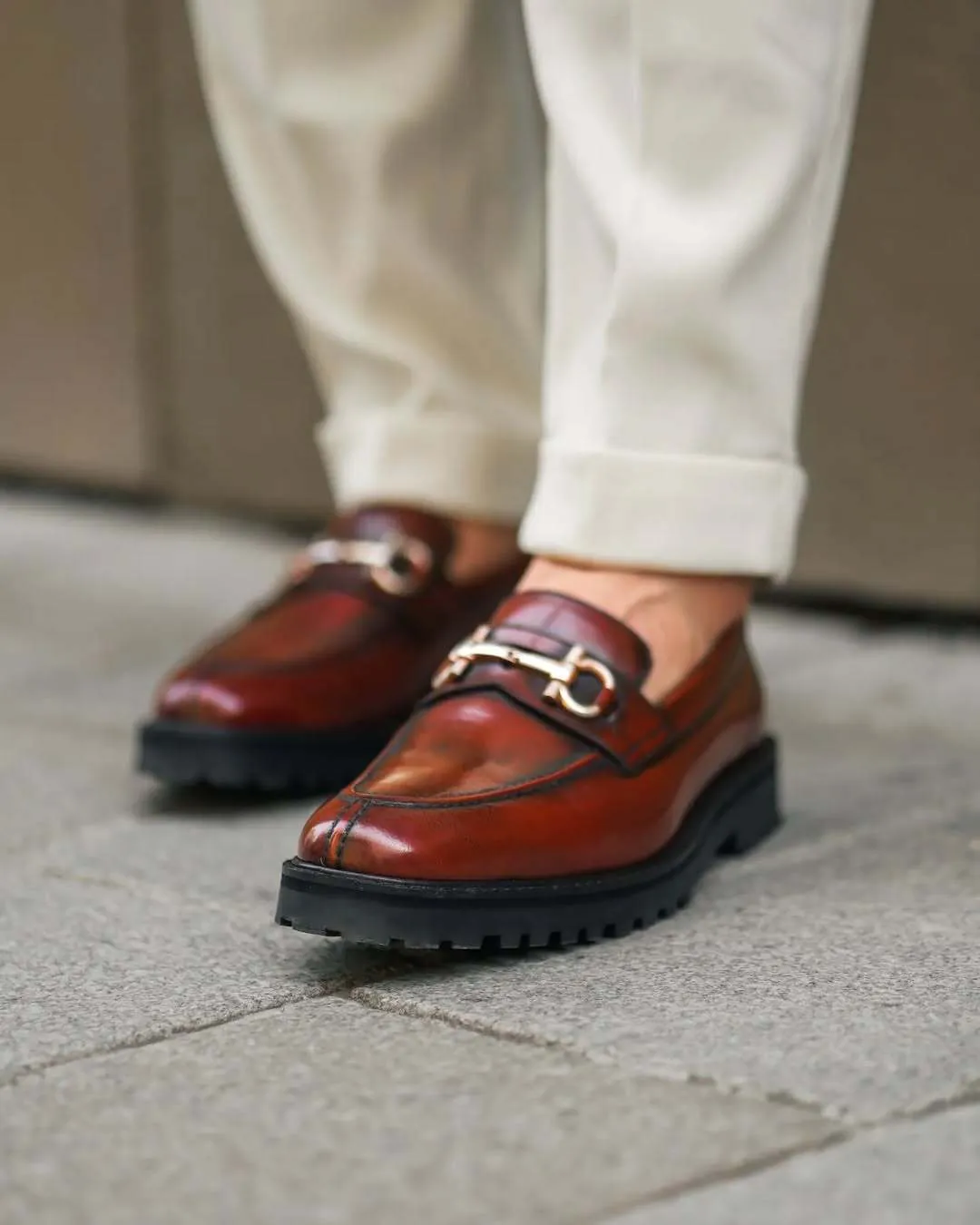 Jesse - Men's Burnished Oxblood Box Leather High Shine Loafer
