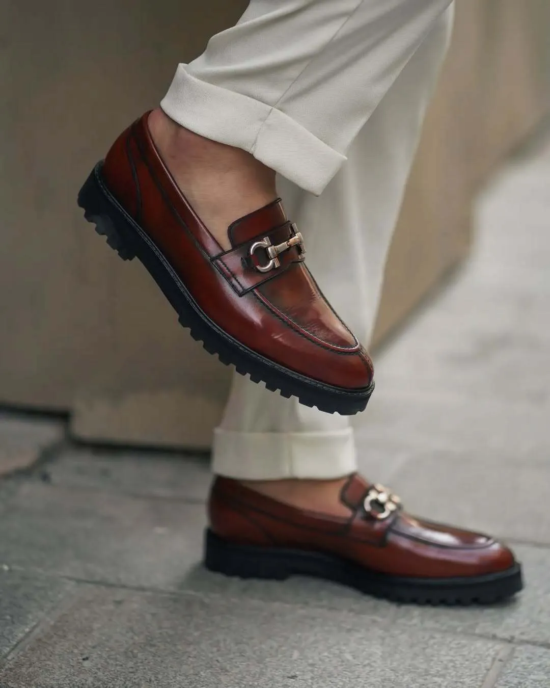 Jesse - Men's Burnished Oxblood Box Leather High Shine Loafer