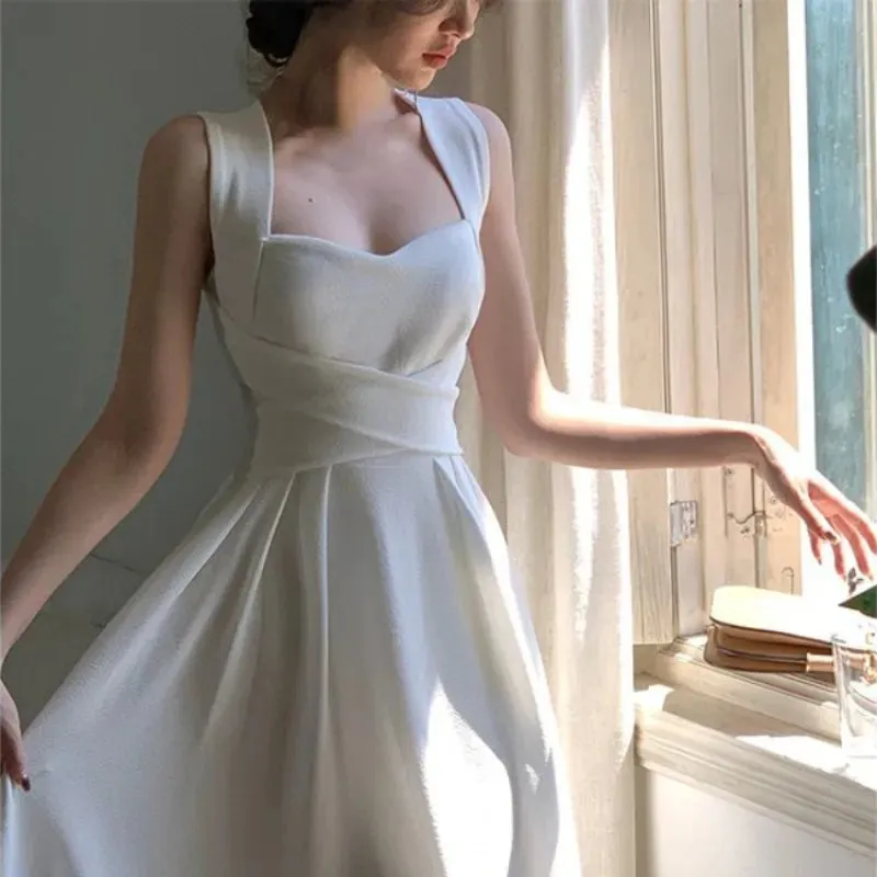 Joskaa Midi Dress Women Elegant Summer 2024 New Fashion Evening Party Ladies Slim Vintage Design Korean Dresses Female Clothes Chic