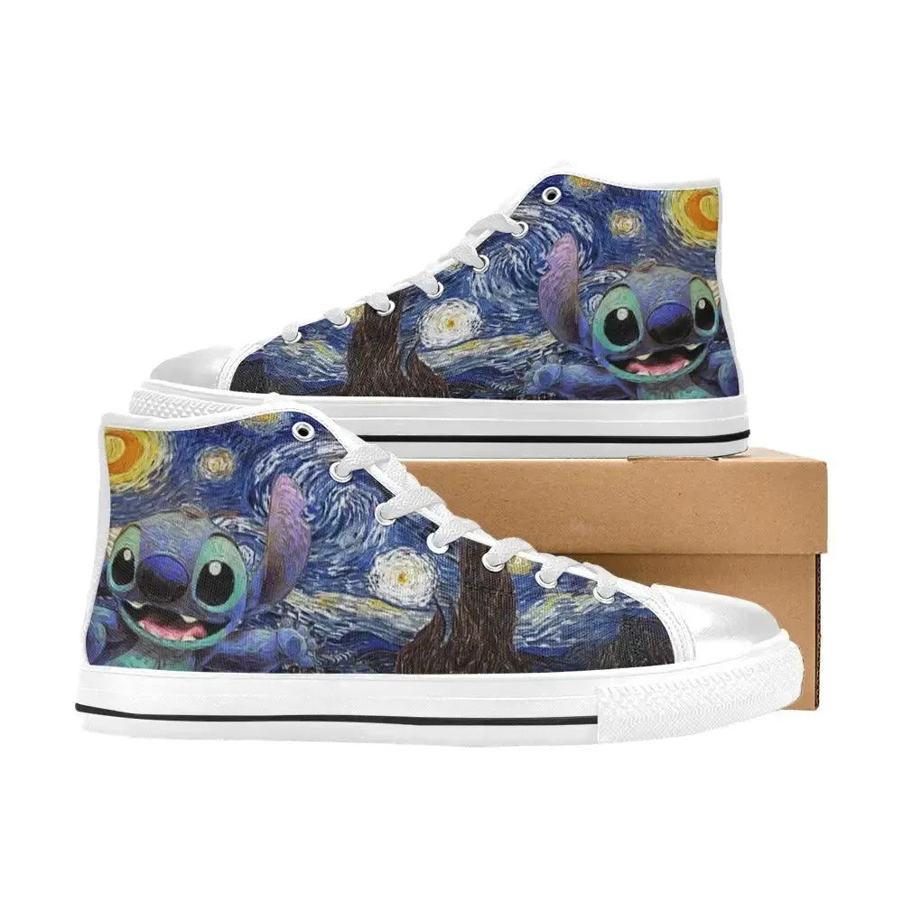Lilo and Stitch Starry night Shoes High Top Sneakers for Kids and Adults