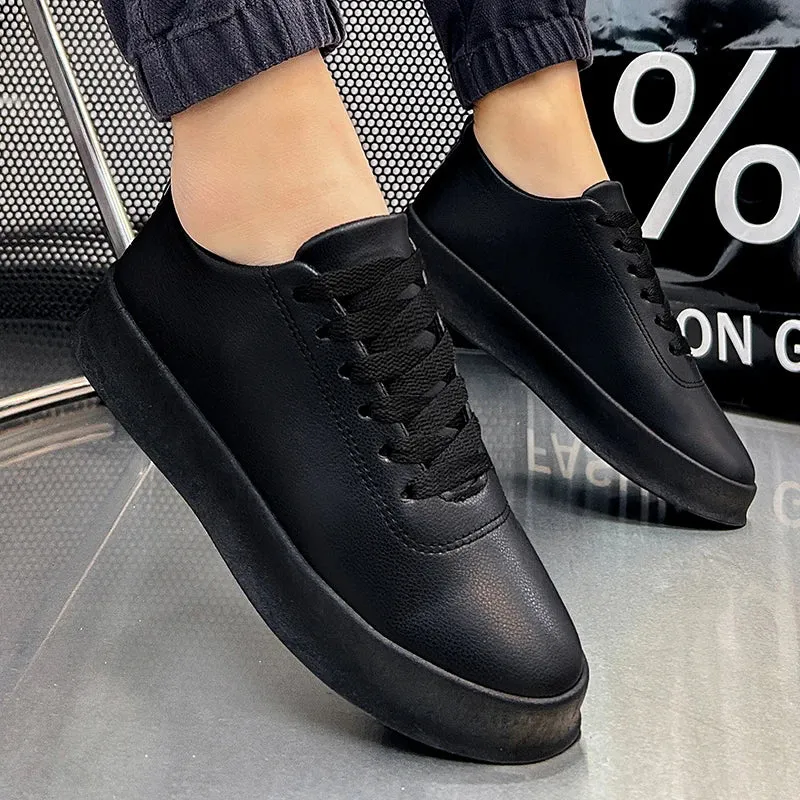 Men's Designer Fashion Vulcanized Shoes - High-Quality PU Walking Sneakers, Comfortable Casual Flats