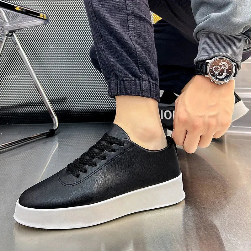 Men's Designer Fashion Vulcanized Shoes - High-Quality PU Walking Sneakers, Comfortable Casual Flats