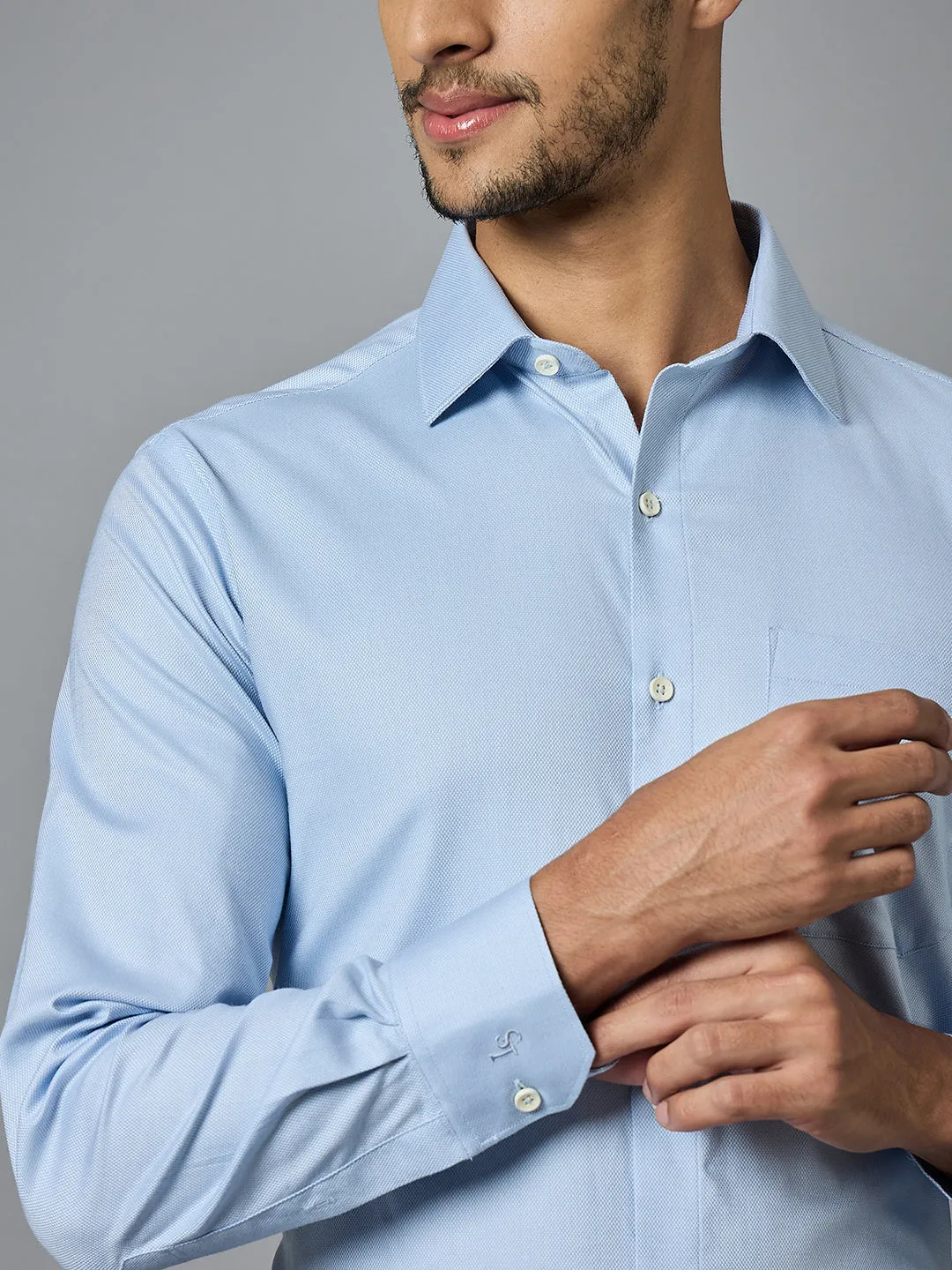 Men's Oxford Blue Full Sleeves Regular Fit Formal Shirt