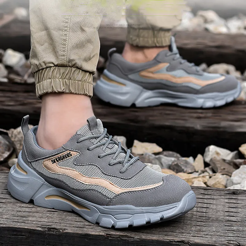 Men's Steel Toe Sneakers Slip Resistant Puncture Proof Construction Safety Work Shoes