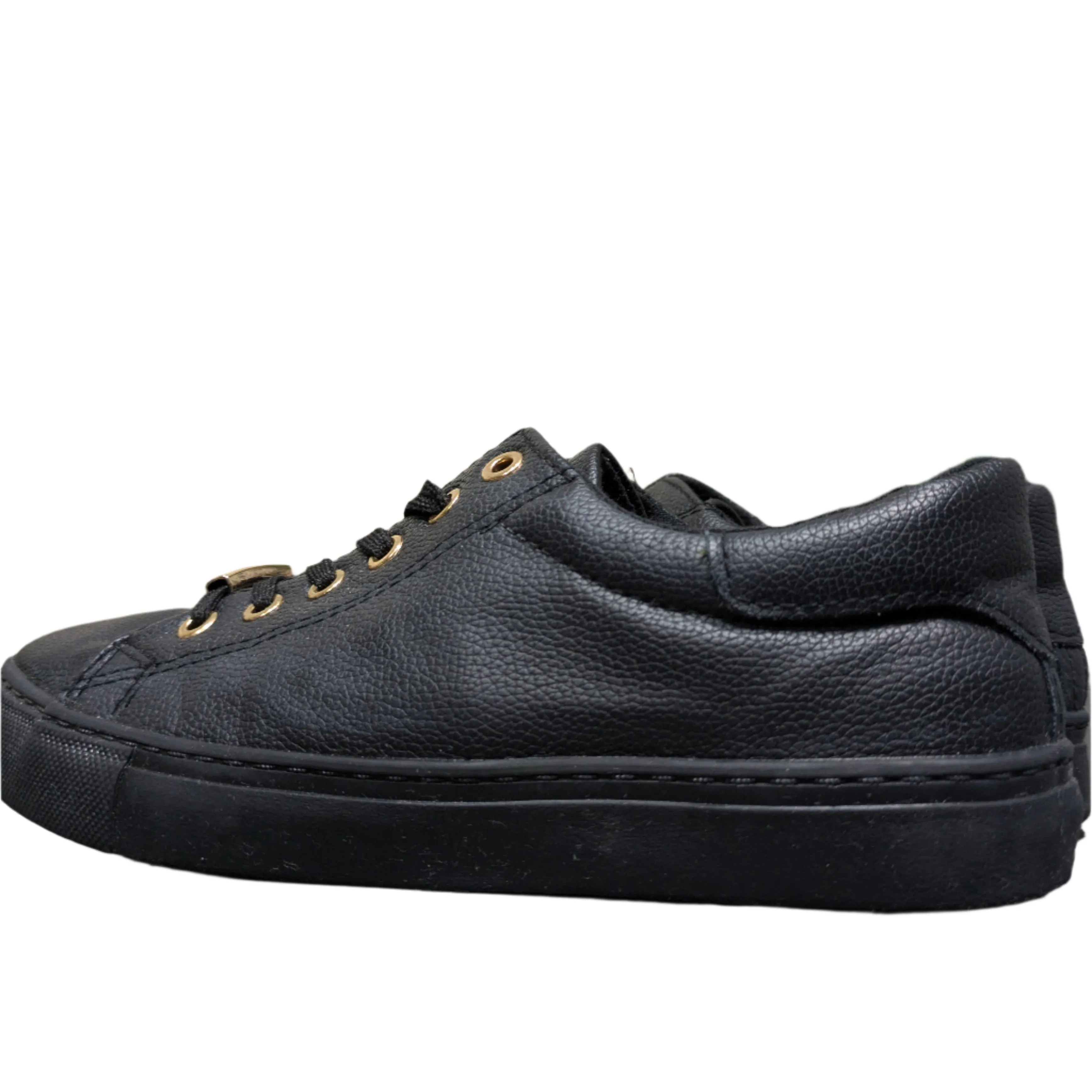 New Look Black Leather-Look Metal Trim Trainers – UK 6  EU 39 / US 8