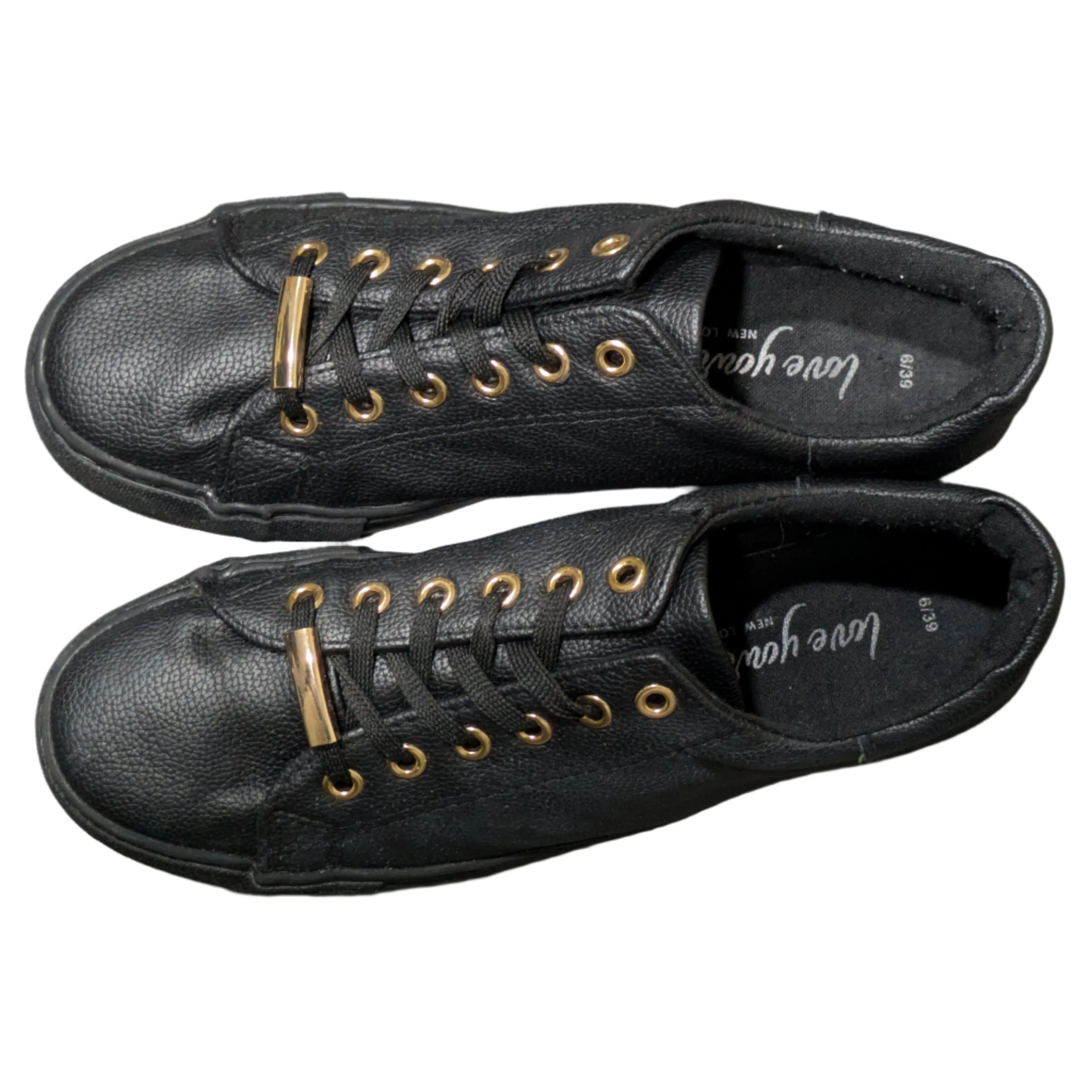 New Look Black Leather-Look Metal Trim Trainers – UK 6  EU 39 / US 8