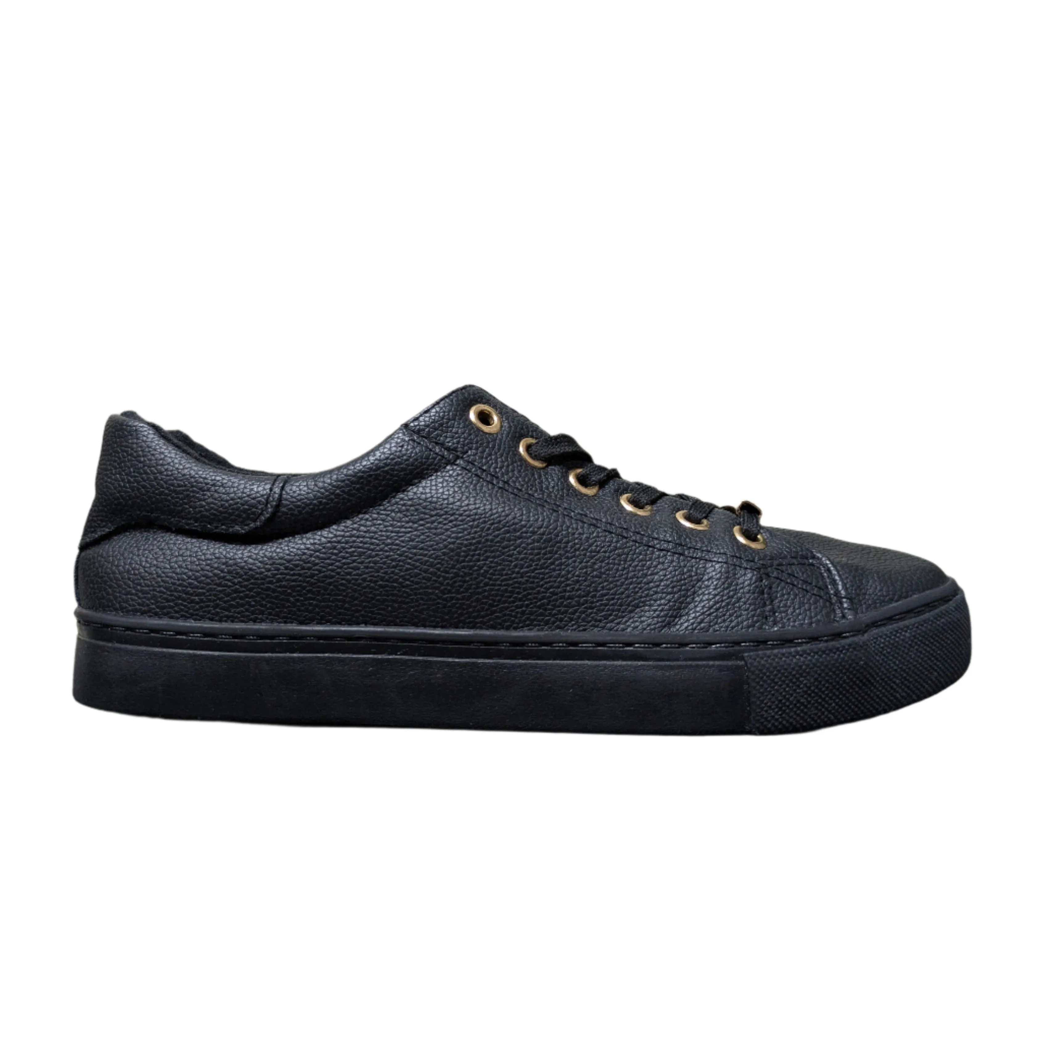 New Look Black Leather-Look Metal Trim Trainers – UK 6  EU 39 / US 8