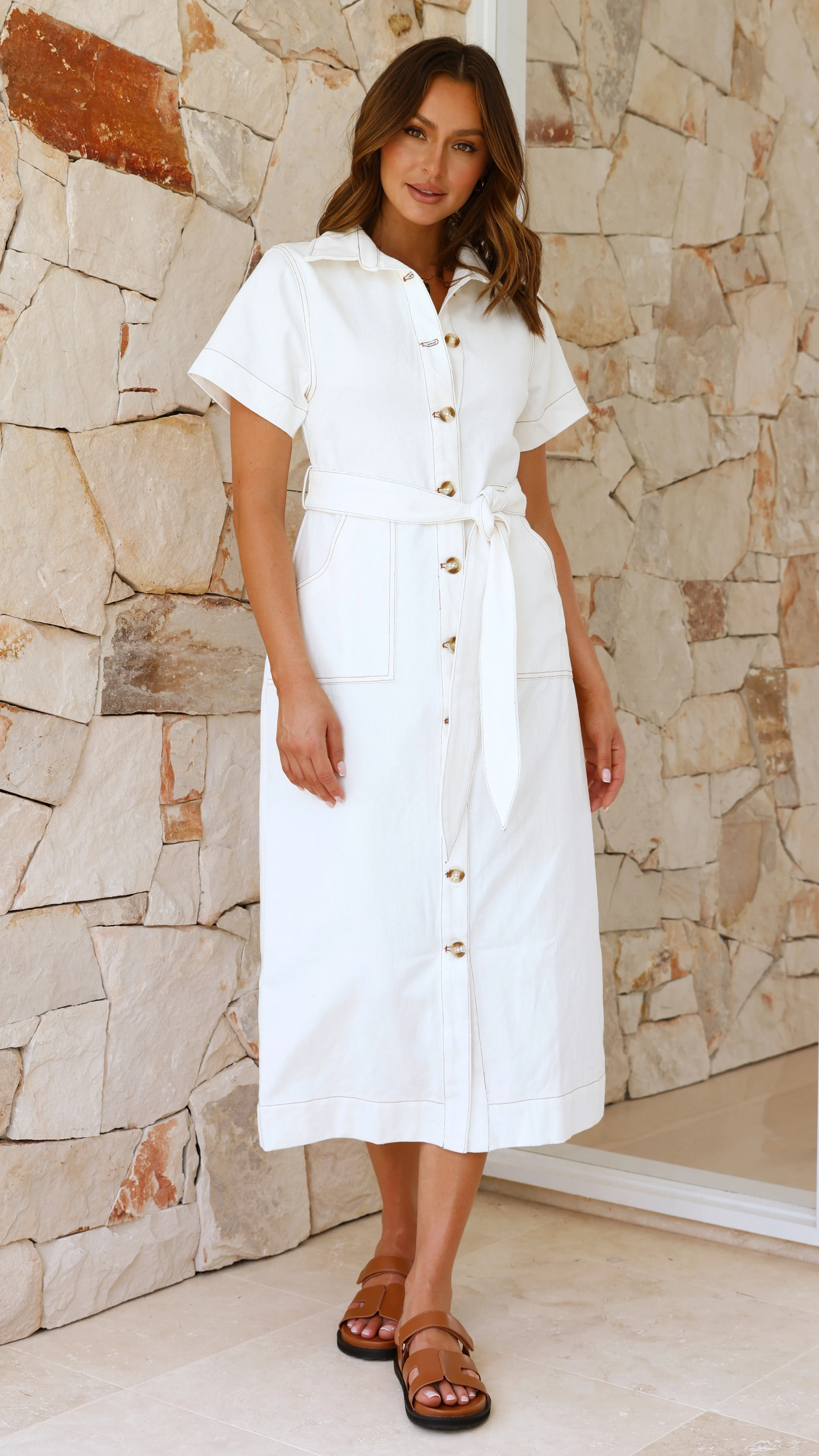 Nicole Midi Dress - Ivory