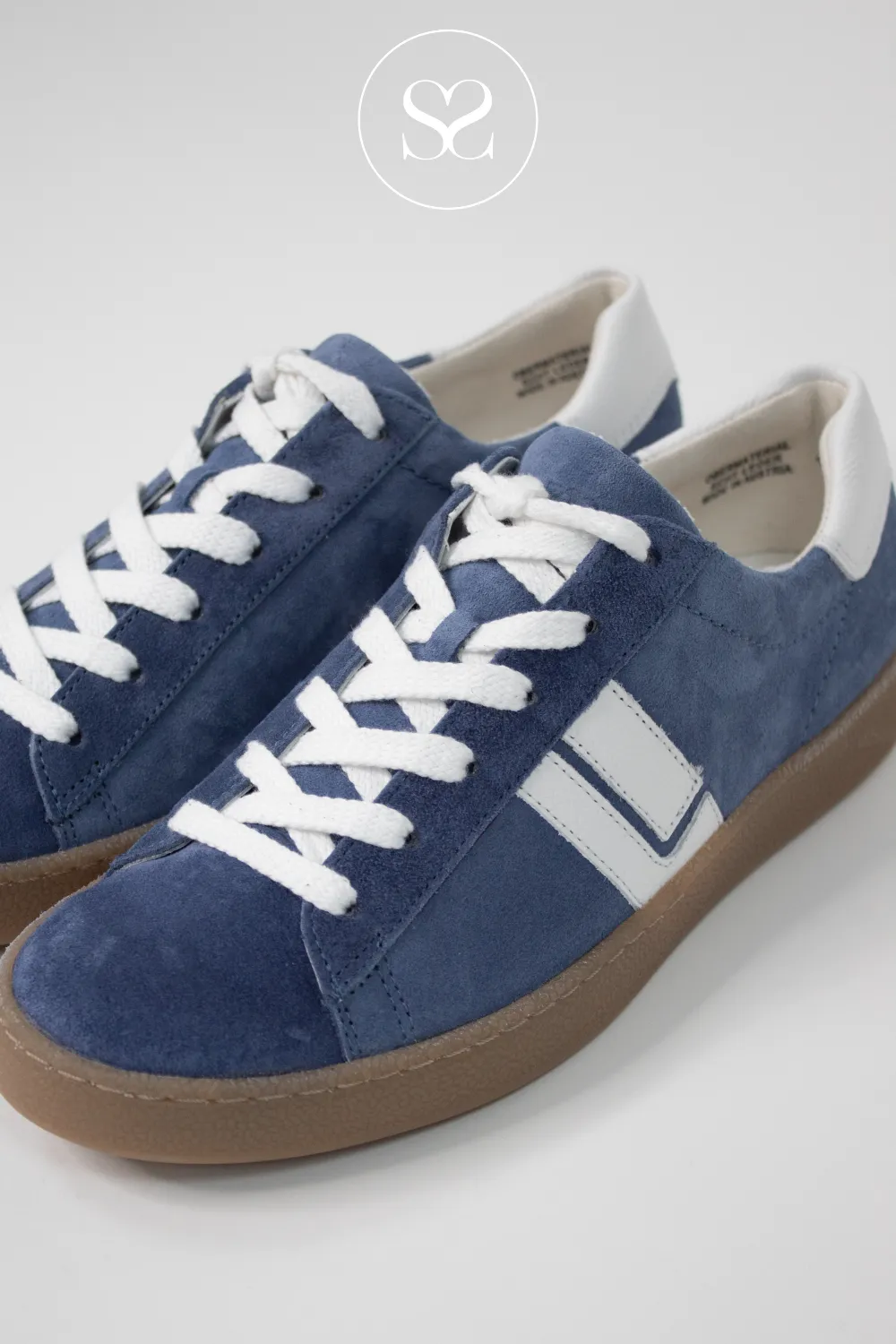 PAUL GREEN 5464 BLUE SUEDE LOW PROFILE TRAINERS