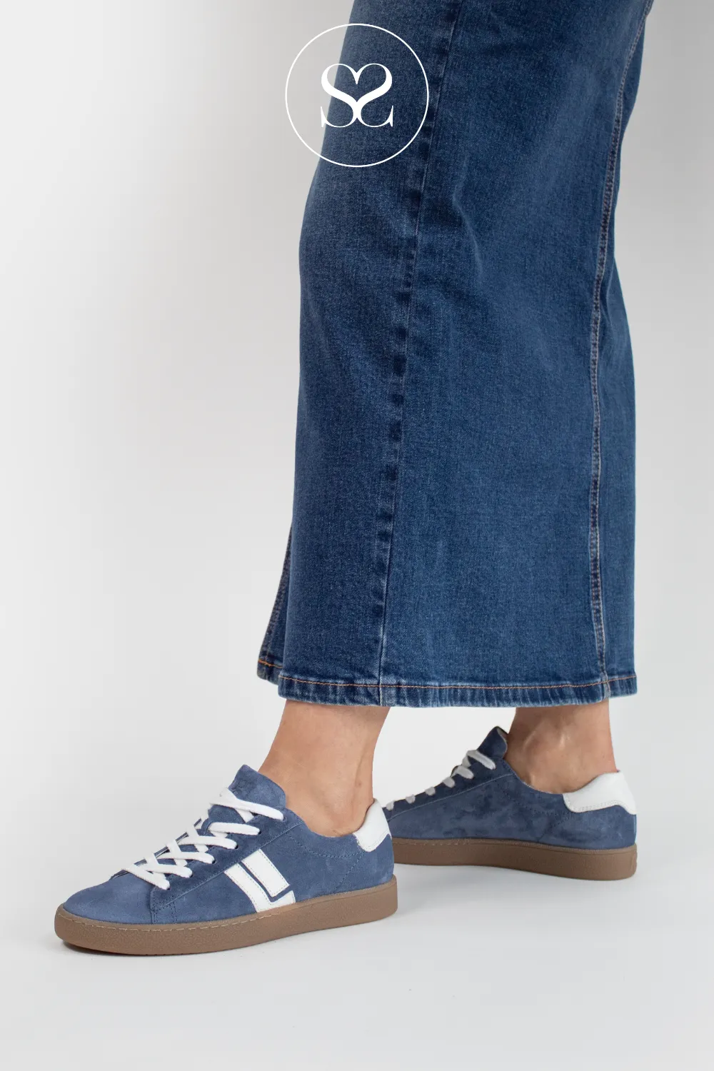 PAUL GREEN 5464 BLUE SUEDE LOW PROFILE TRAINERS