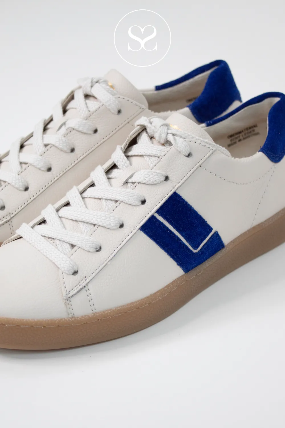 PAUL GREEN 5464 ROYAL BLUE/CREAM LEATHER LOW PROFILE TRAINERS
