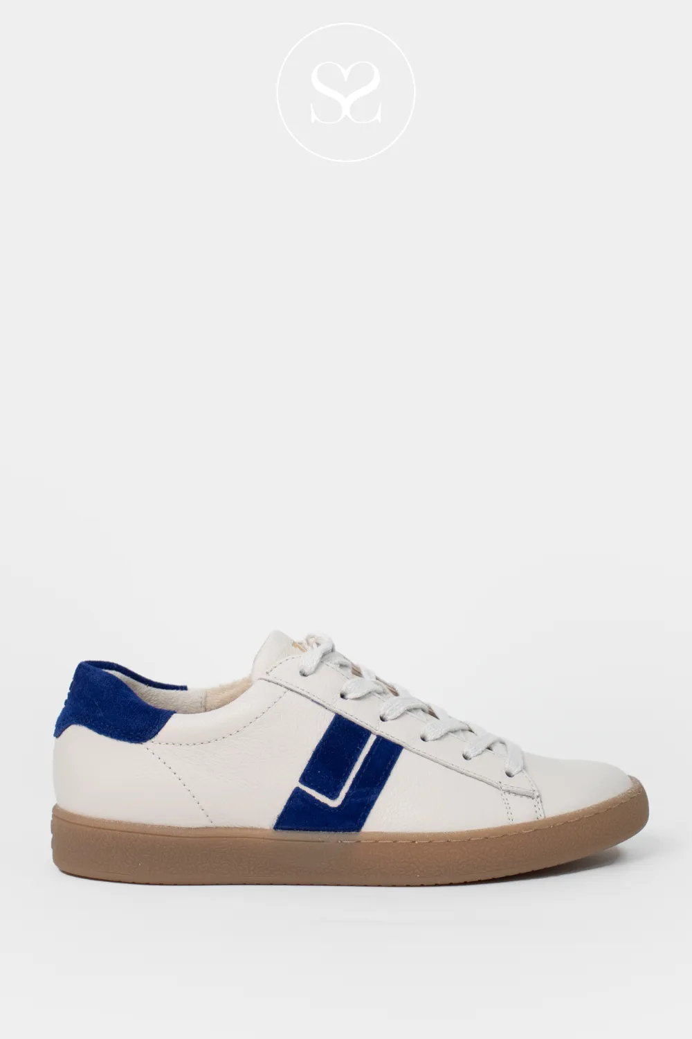 PAUL GREEN 5464 ROYAL BLUE/CREAM LEATHER LOW PROFILE TRAINERS