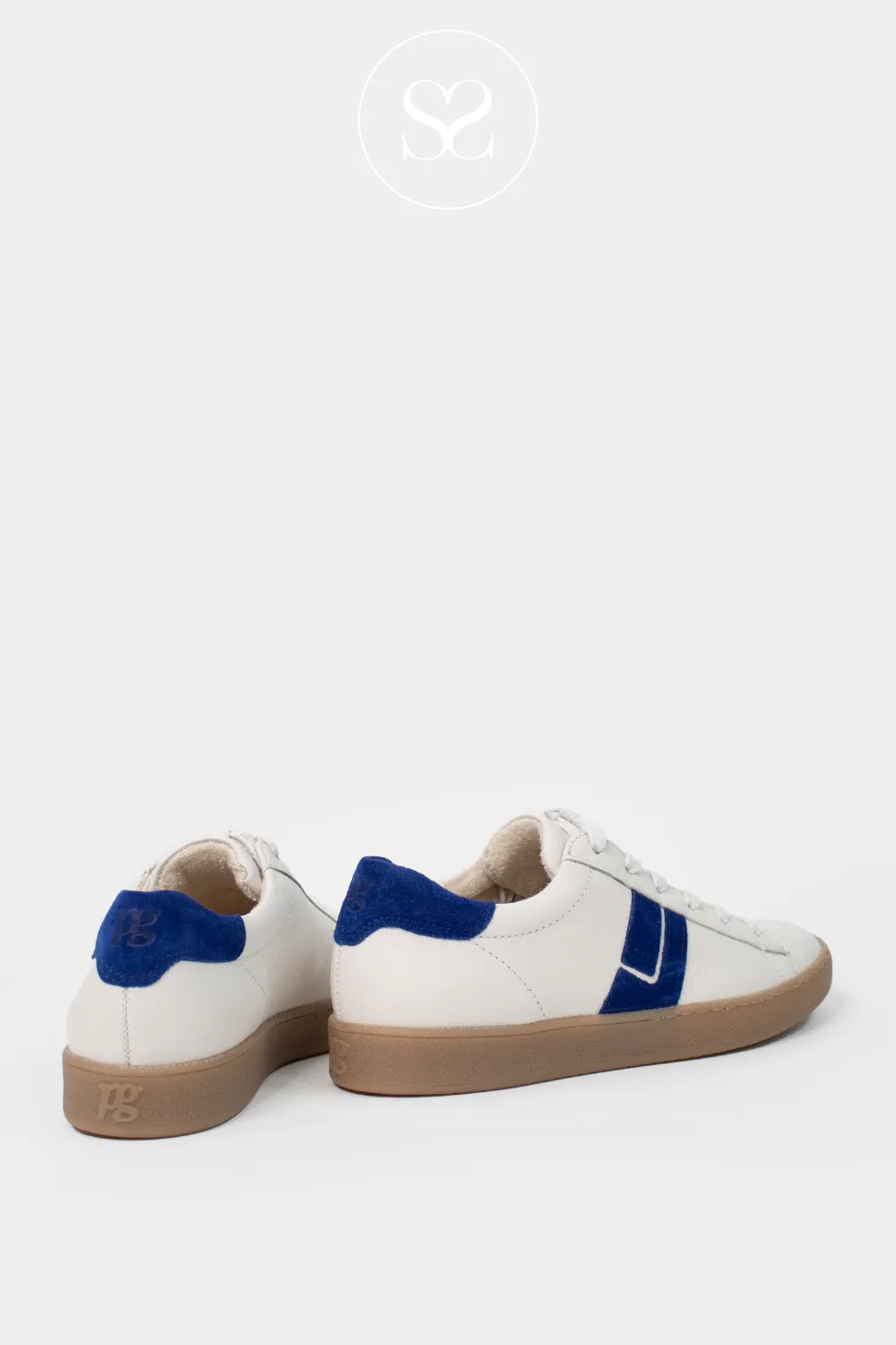 PAUL GREEN 5464 ROYAL BLUE/CREAM LEATHER LOW PROFILE TRAINERS