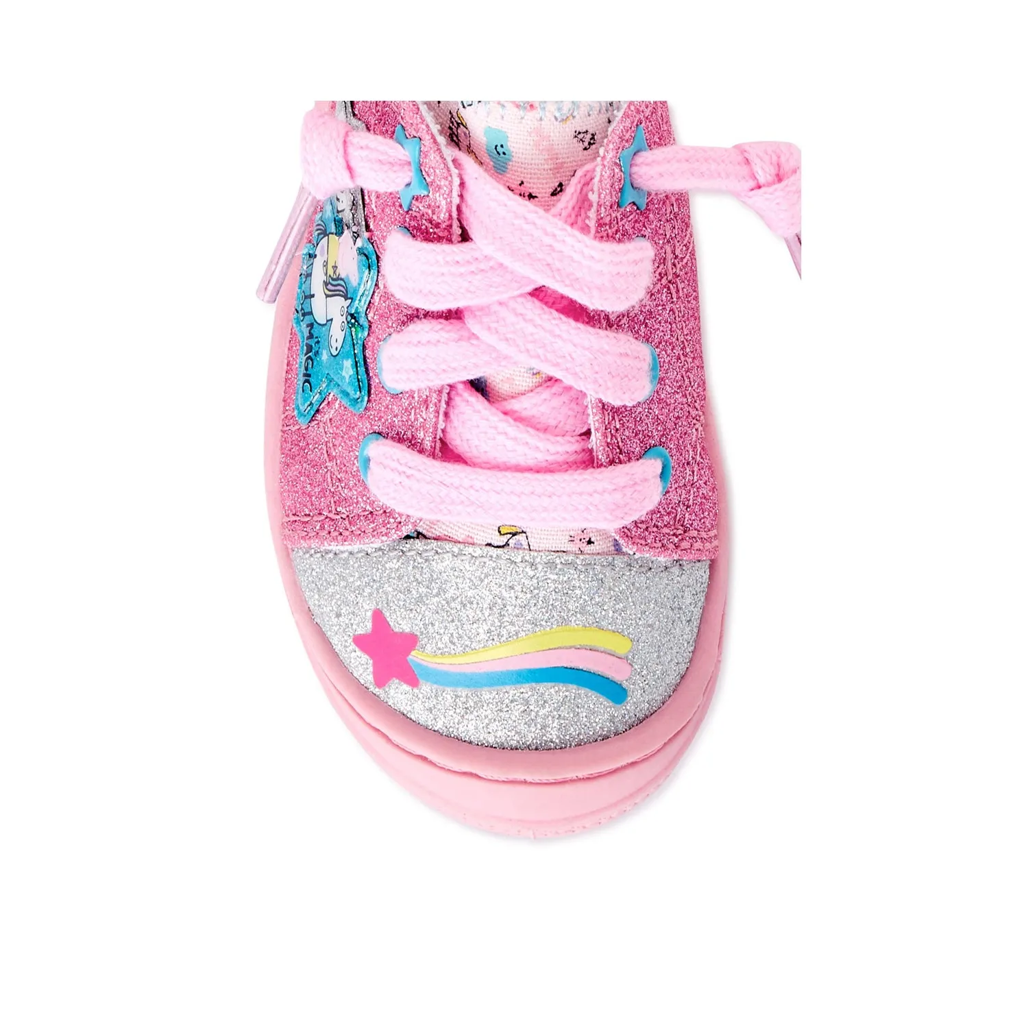Peppa Pig Toddler Girls Shoes Bump Toe Sneakers, 7-12, Glitter Pink
