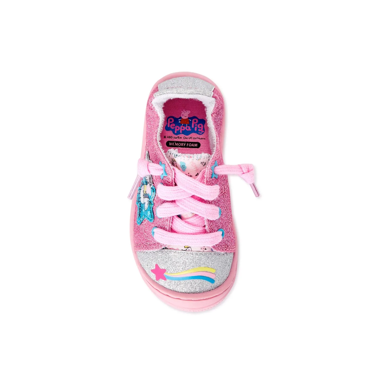 Peppa Pig Toddler Girls Shoes Bump Toe Sneakers, 7-12, Glitter Pink