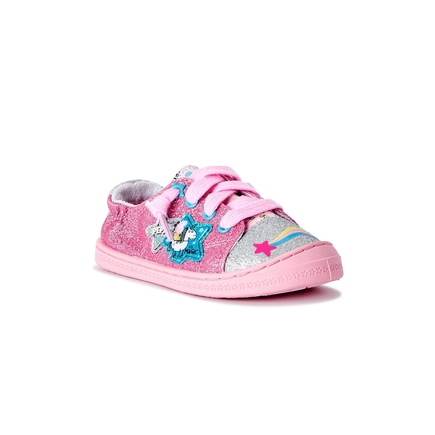 Peppa Pig Toddler Girls Shoes Bump Toe Sneakers, 7-12, Glitter Pink