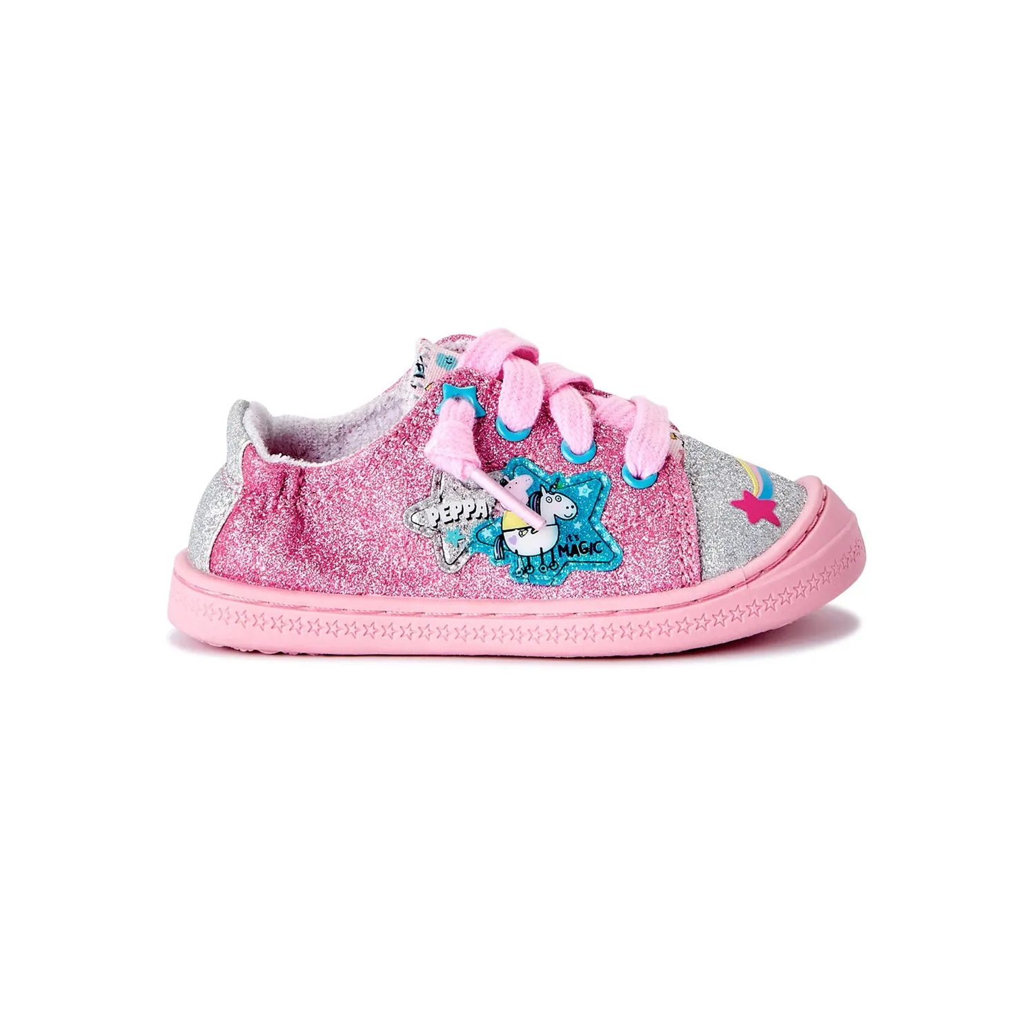 Peppa Pig Toddler Girls Shoes Bump Toe Sneakers, 7-12, Glitter Pink