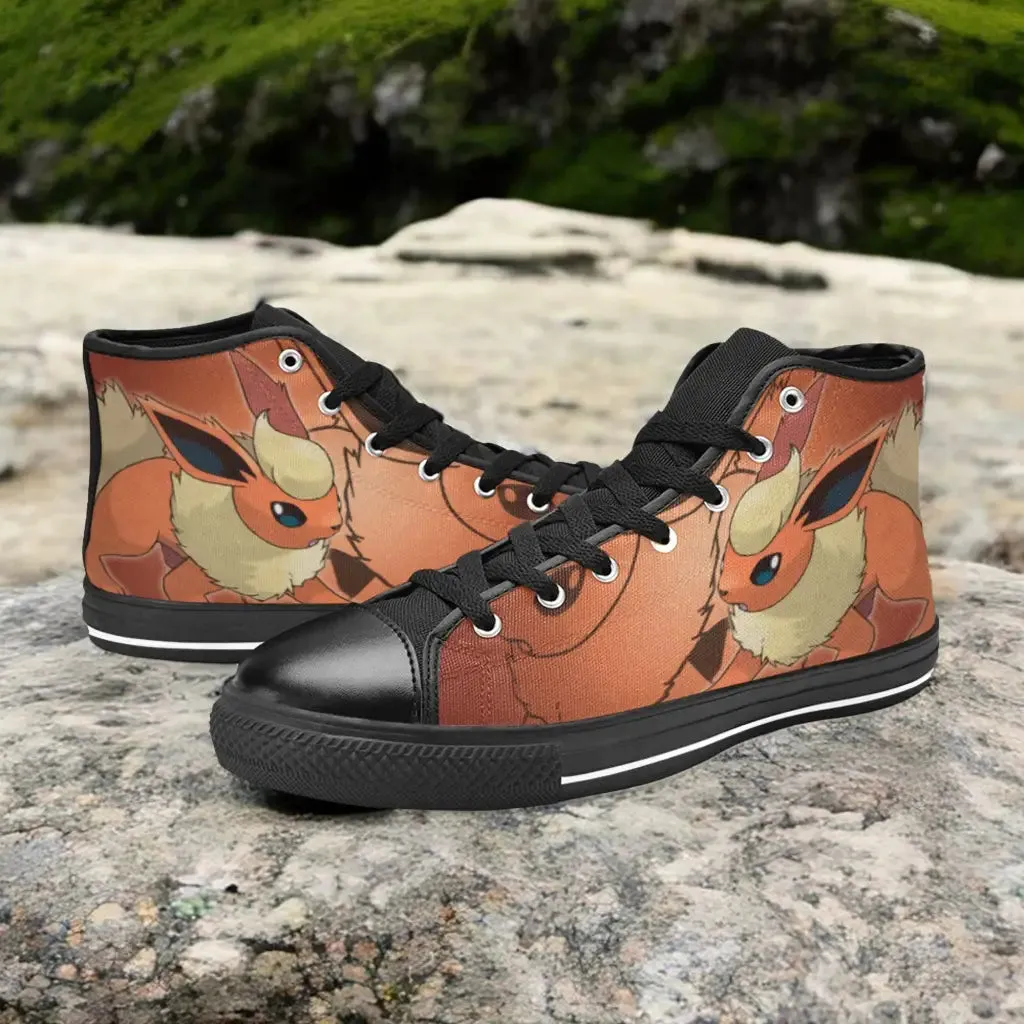 Pokemon Flareon Shoes High Top Sneakers for Kids and Adults