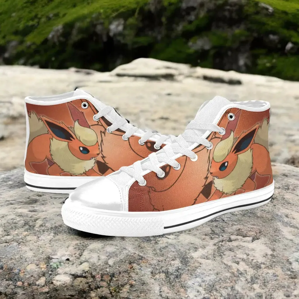 Pokemon Flareon Shoes High Top Sneakers for Kids and Adults